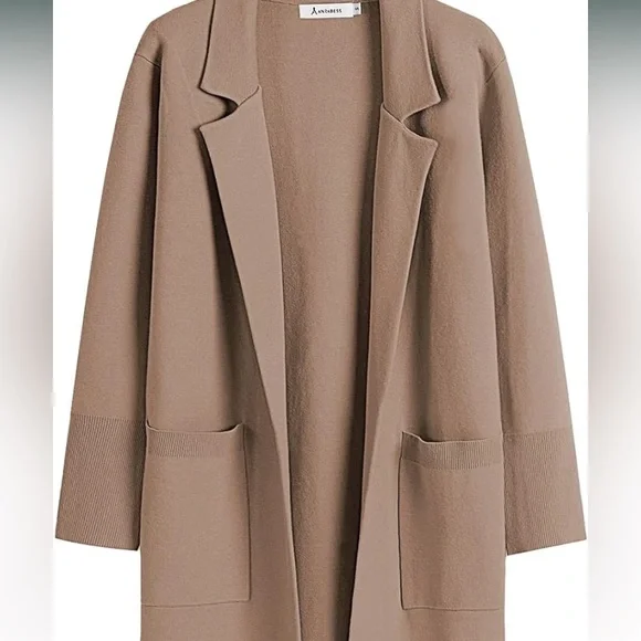 Wool Blend Pea Coat with pockets trench Collar